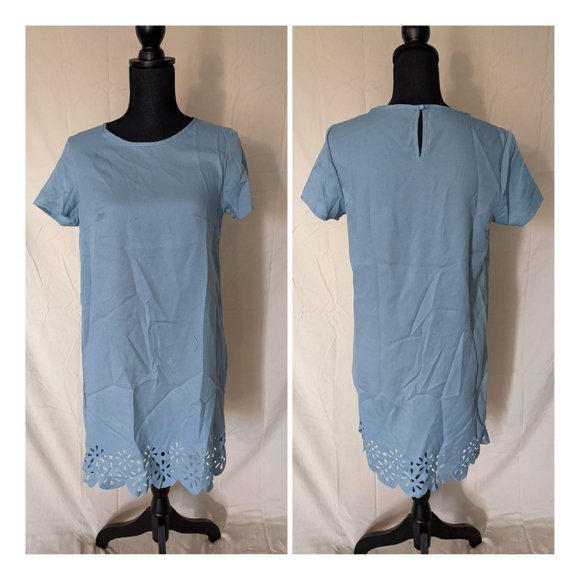 SHEIN Mint Green Laser Cut Scallop Edge Mini Dress Size 2 - Picture 3 of 4